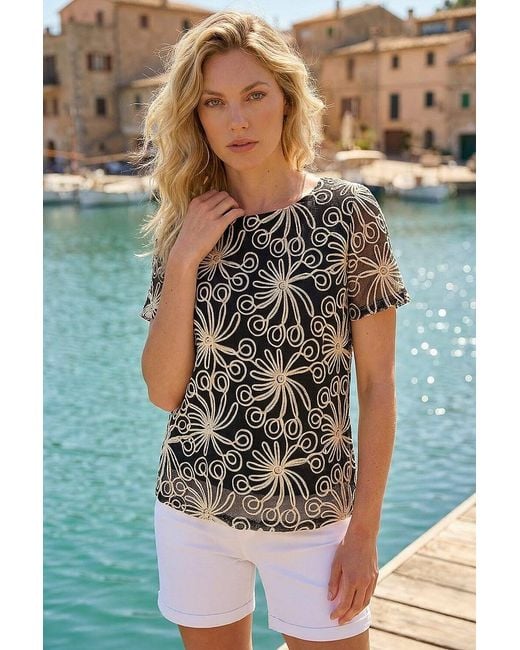 Roman Natural Embroidered Texture Top