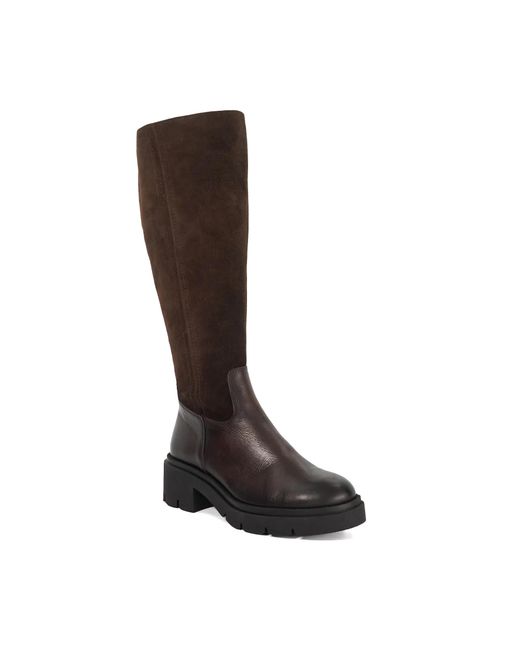 Dune Brown Tallon Chunky Knee High Boots