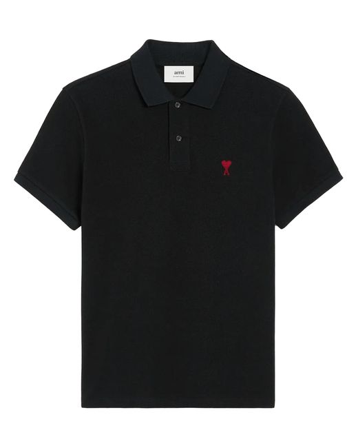 AMI Black Ami De Coeur Polo Shirt for men