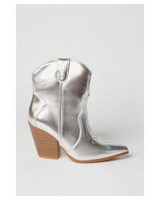 Faith Montie Stitched Western Cowboy Ankle Boots in Black Lyst UK
