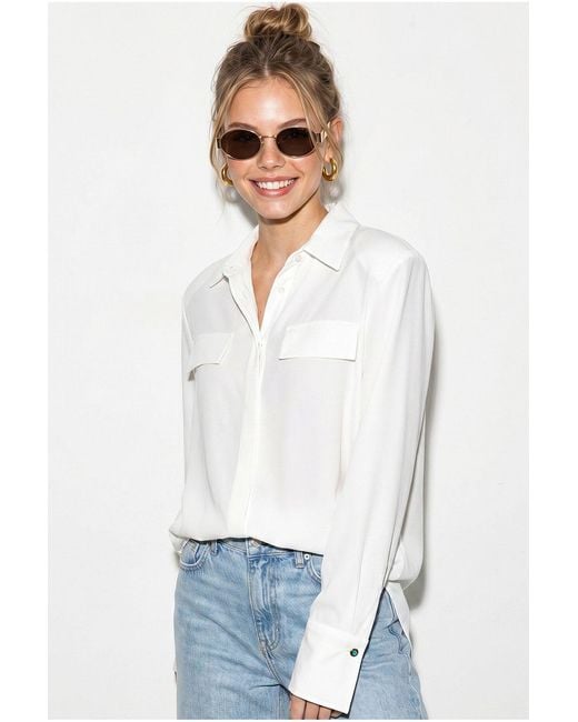 Bianco Lucci White Regular-Fit Woven Crepe Shirt