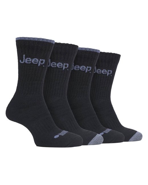 Jeep Blue 4 Pairs Anti Blister Thick Cushioned Luxury Boot Socks for men