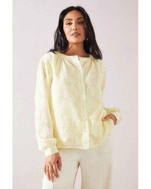 Wallis Natural Petite Jacquard Button Through Blouse