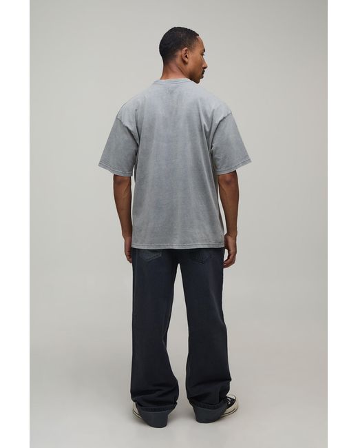 BoohooMAN Black Barrel Leg Rigid Check Jeans for men