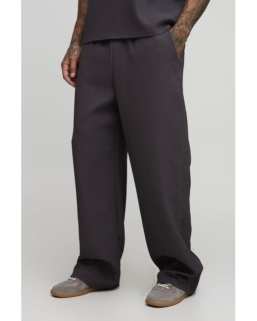BoohooMAN Black Tall Pleated Wide Leg Pants for men