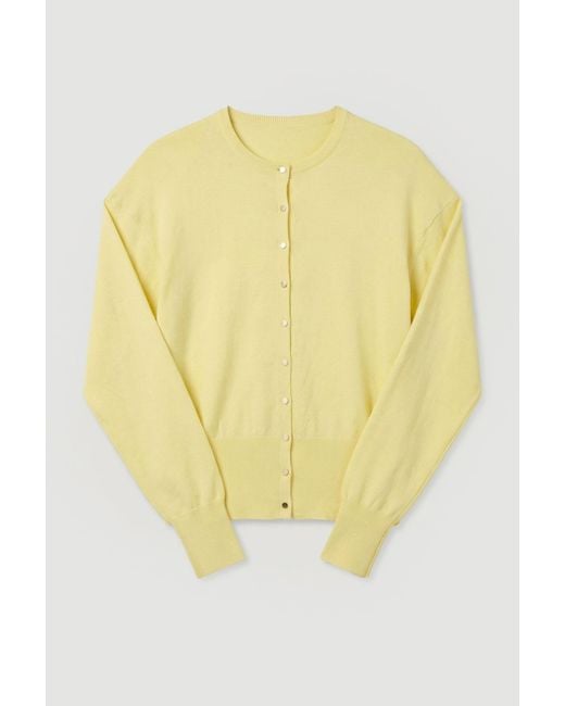 Karen Millen Yellow Viscose Blend Knit Balloon Sleeve Cardigan