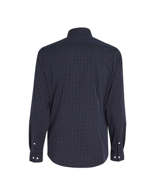 Calvin Klein Blue Microprint Poplin Slim Long-Sleeved Shirt