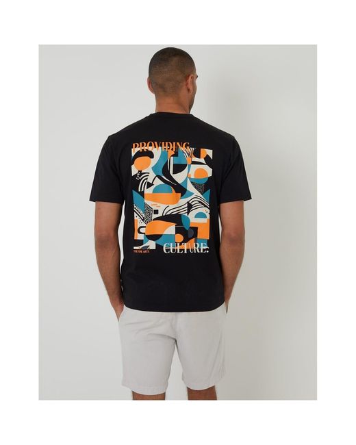 Threadbare Black Regular Fit Lettering Crew Neck T-Shirt for men