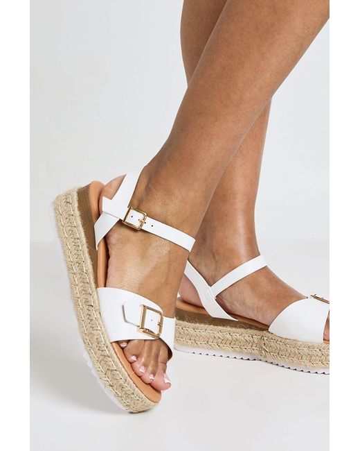 Boohoo White Wide Fit Buckle Detail 2 Part Flatform Wedges