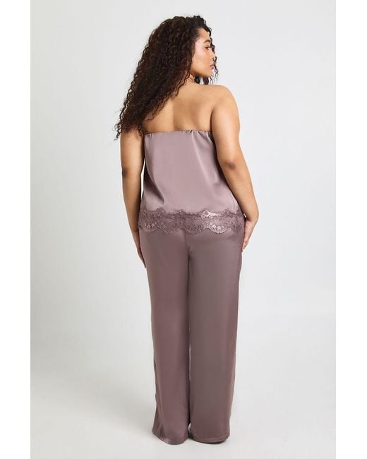 Boohoo Purple Plus Satin Wide Leg Trousers