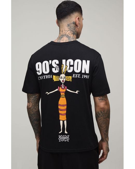 BoohooMAN Black Tall Regular Rugrats Cynthia License Print T-Shirt for men
