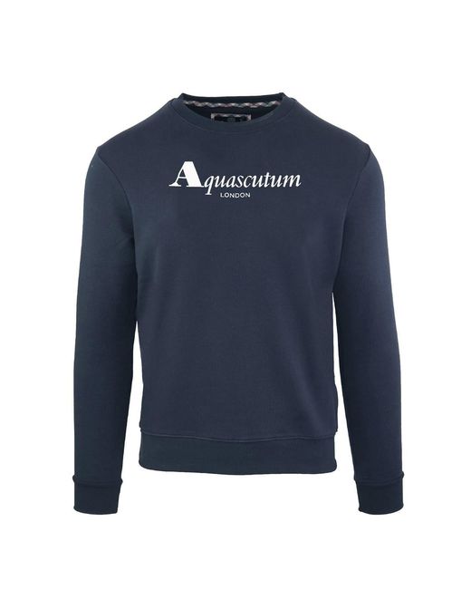 Aquascutum Blue Ribbed Logo Sweatshirt for men
