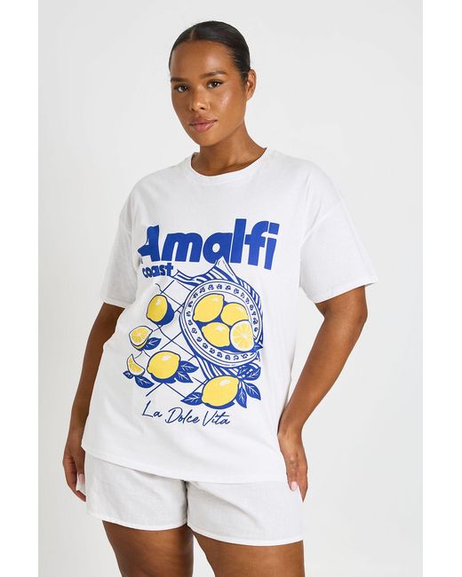 Boohoo White Plus Amalfi Printed T Shirt