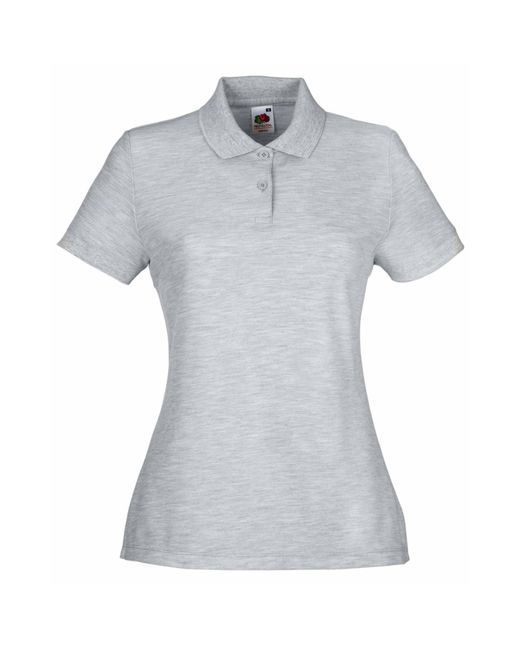 Fruit Of The Loom Gray Lady-Fit 65/35 Short Sleeve Polo Shirt (Heather)