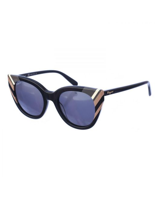Ferragamo Blue Sf867S Cat-Eye Acetate Sunglasses