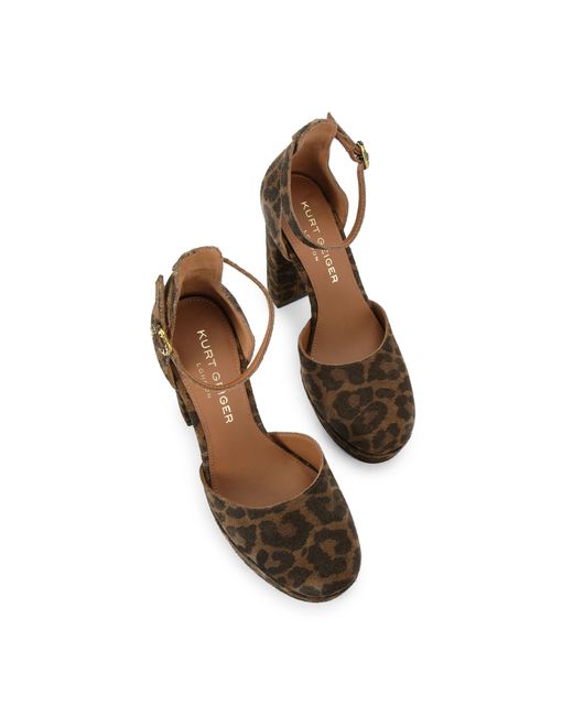 Kurt Geiger Brown Suede Shoreditch Platform Court Heels