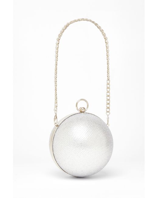 Quiz White Diamante Embellished Sphere Bag