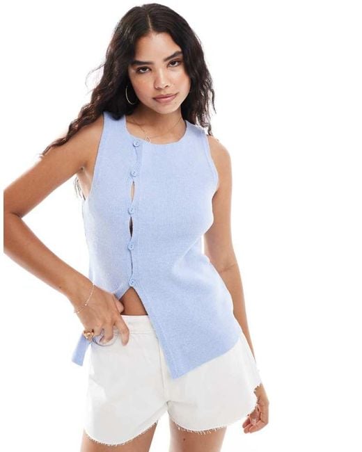 ASOS Blue Knitted Asymmetric Waistcoat