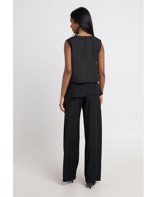 Boohoo Blue Skirt Overlay Wide Leg Tailored Trousers