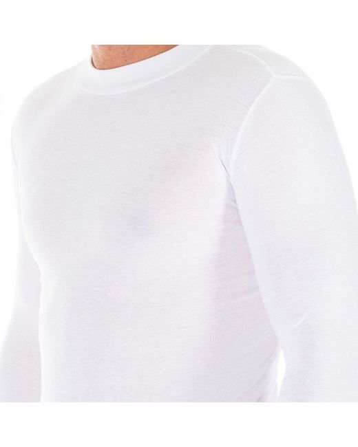 Kisses&Love White Long-Sleeved T-Shirt With Half-High Collar 1625-H for men