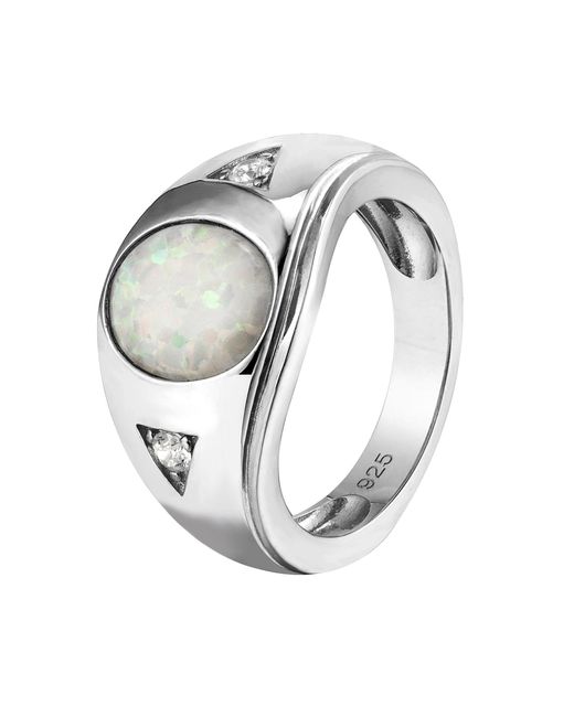 SEOL + GOLD Metallic Sterling Chunky Opal And Cz Ring