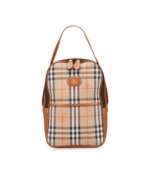 Burberry Pink Plaid Canvas Backpack