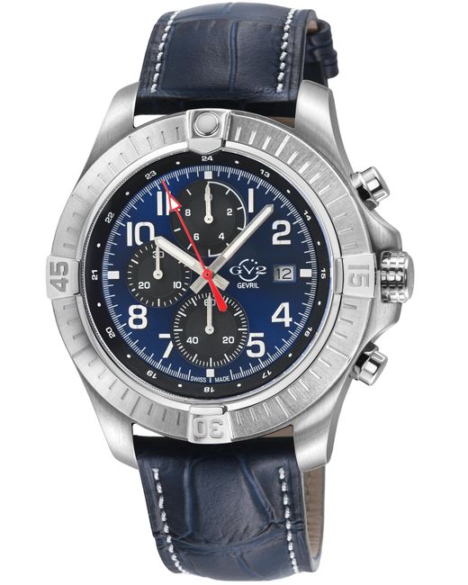 Gv2 Gray T38 Ss Case, Enamel Dial With Print, 3 Sub/ Stitching Handmade Italian Leather Strap for men
