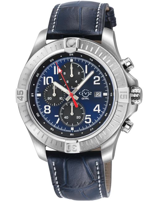 Gv2 Gray T38 Ss Case, Enamel Dial With Print, 3 Sub/ Stitching Handmade Italian Leather Strap for men