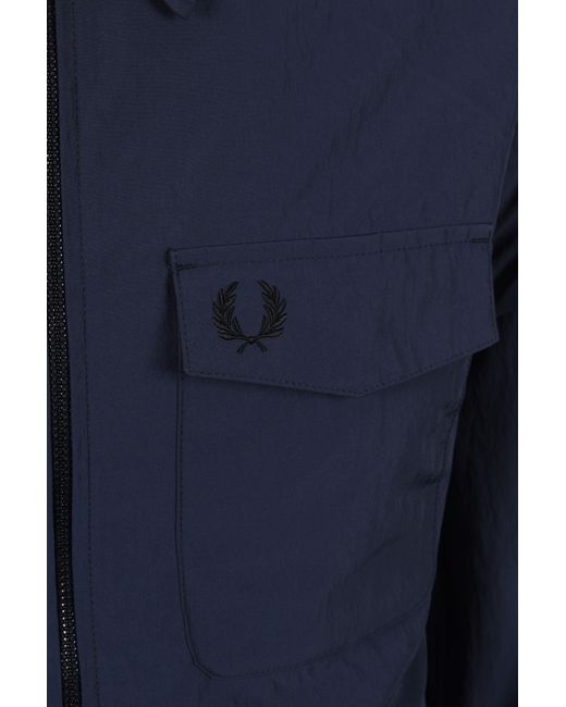 Fred Perry Blue Zip Through Overshirt Dark Airforce for men