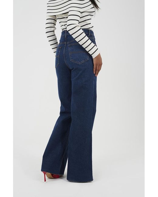 Brave Soul Blue Mid Mid Rise Wide Leg Jeans
