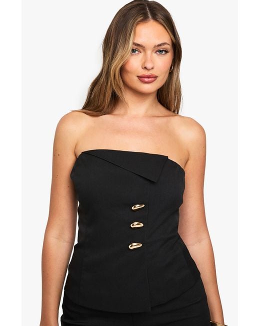 Boohoo Black Hardware Bandeau Tailored Waistcoat