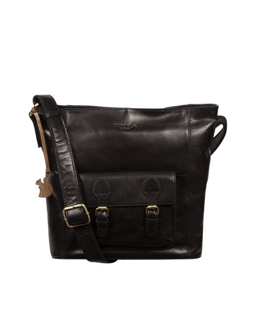 Conkca London Black 'Robyn' Leather Shoulder Bag