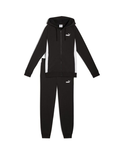 PUMA Black Full Zip Hooded Fleece Tracksuit
