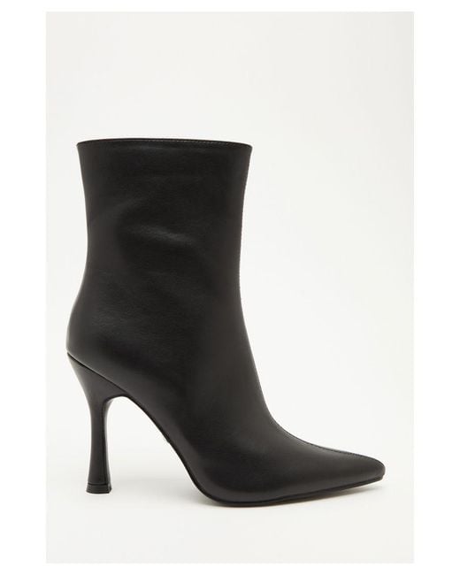 Quiz Black Faux Leather Heeled Ankle Boots