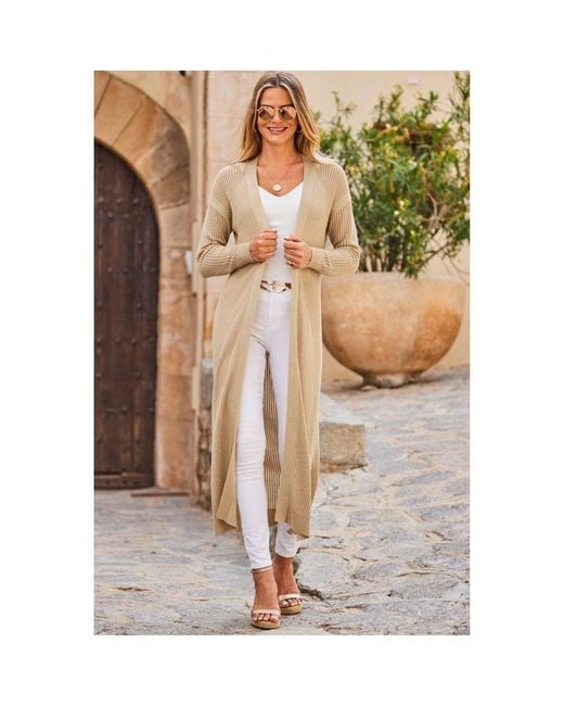 Sosandar Gold Metallic Mesh Maxi Cardigan in White Lyst UK