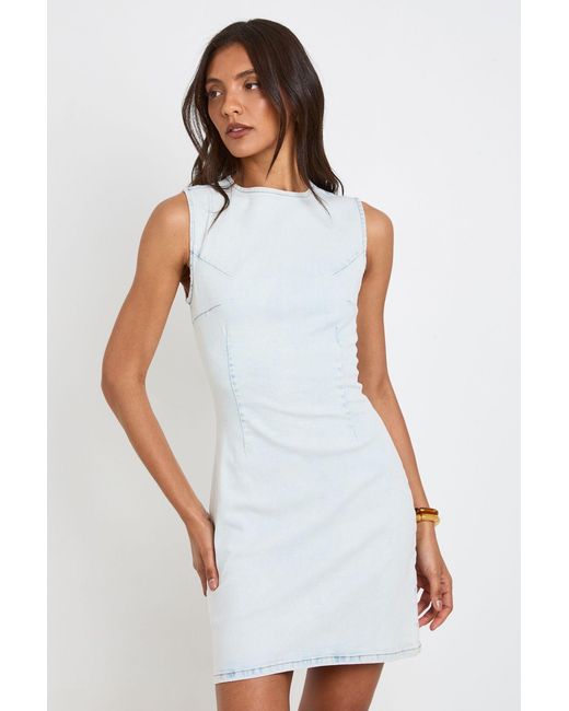 Boohoo White Tall Basic Denim Shift Dress