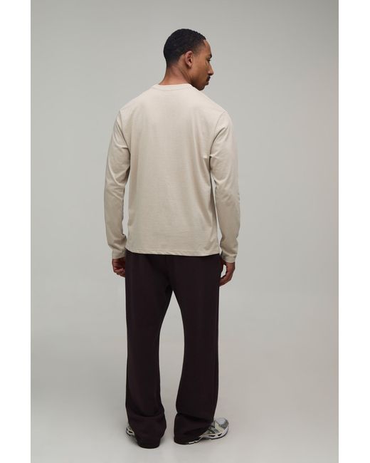 BoohooMAN Natural Essential Regular Fit Long Sleeve T-Shirt for men