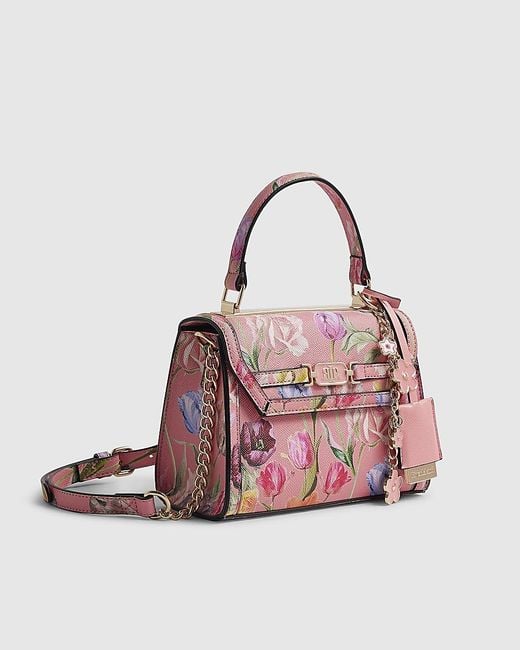River Island Pink Tote Bag Floral Mini Charm