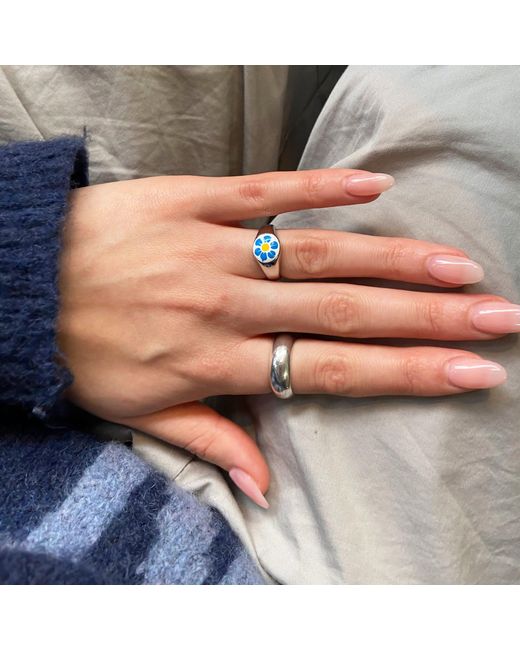 SEOL + GOLD Pink Sterling Enamel Signet Ring