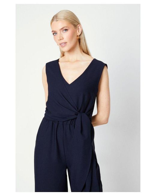 PRINCIPLES Blue Tie Waist V-Neck Jumpsuit