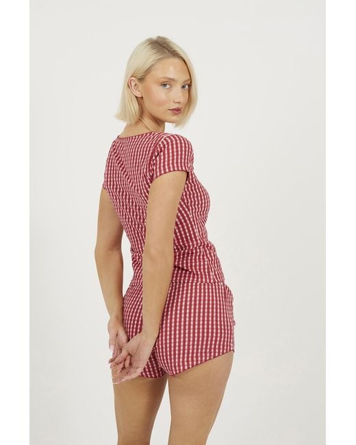 Brave Soul Pink Bow Detail Cropped Top And Short Pyjama Set