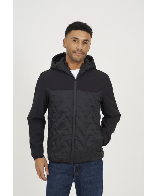 Brave Soul Blue Quilted Hooded Zip-Up Jacket for men