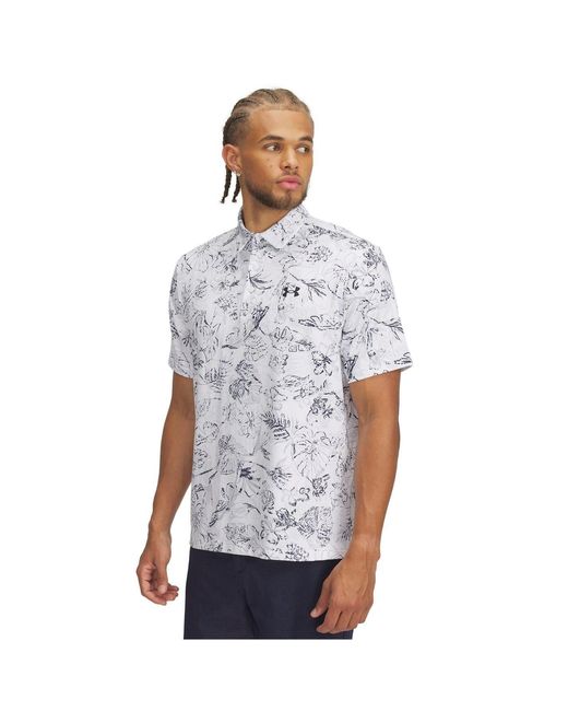 Under Armour White Playoff Short Sleeve Performance Polo Shirt for men