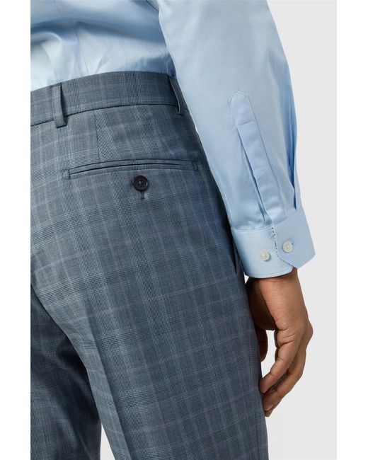 Ted Baker Blue Flat Fronted Slim Fit Suit Trousers for men