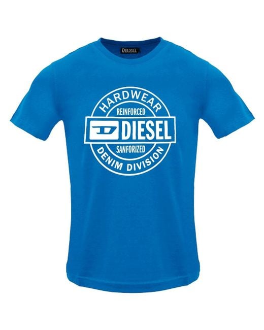 DIESEL Blue Hardware Circle Sapphire T-Shirt Cotton for men
