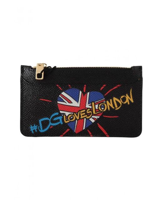 Dolce & Gabbana Black Leather #dgloveslondon Cardholder Coin Case Wallet