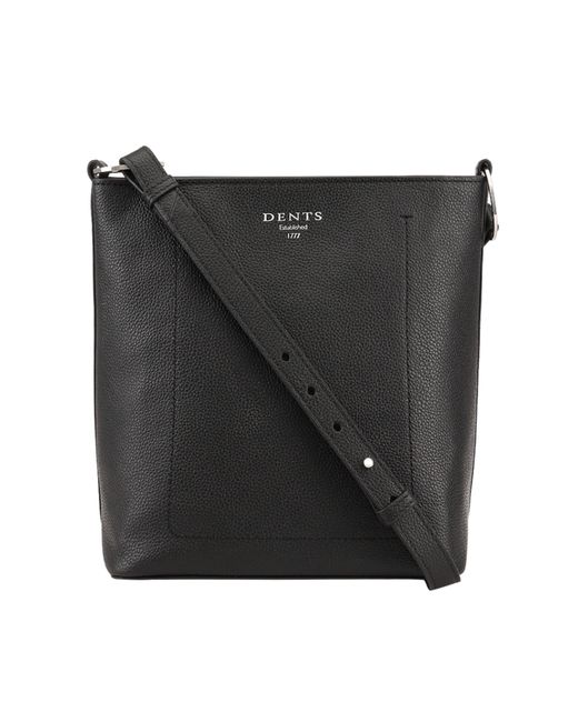 Dents Black Pembroke Leather Cross Body Bag
