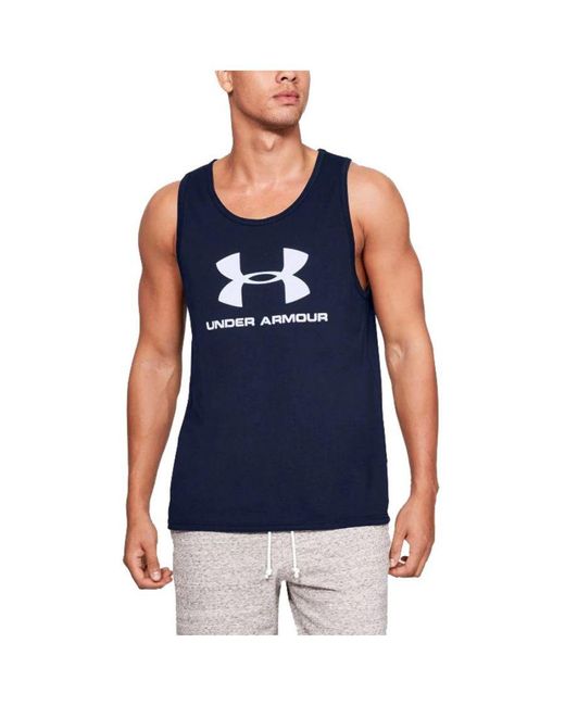 Under Armour Blue Sportstyle Logo Wicking Fitness Tank Top for men