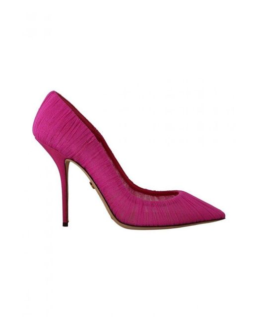 Dolce & Gabbana Purple Tulle Stiletto High Heels Pumps Shoes Silk