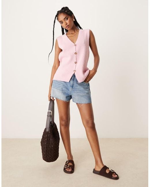 ASOS Blue Slub Knit Relaxed Fit Waistcoat